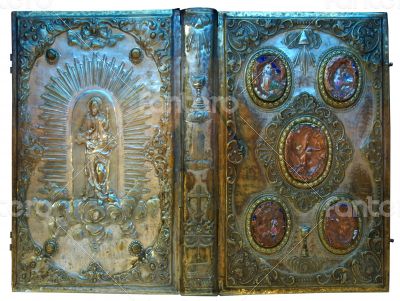 rich golden cover of Orthodox Gospel or Bible