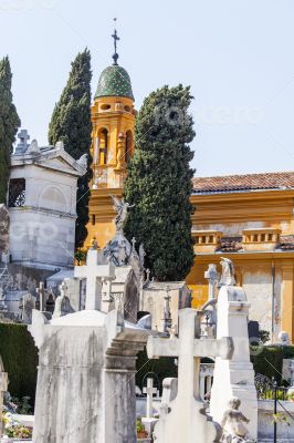 Nice, France. Gravestone monuments on a city cemetery