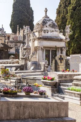 Nice, France. Gravestone monuments on a city cemetery