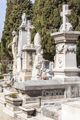 Nice, France. Gravestone monuments on a city cemetery