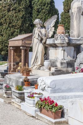 Nice, France. Gravestone monuments on a city cemetery