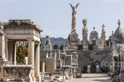 Nice, France. Gravestone monuments on a city cemetery