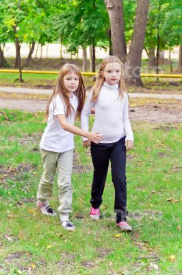 Cute two walking girls