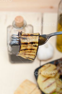 grilled eggplant oubergine on a fork