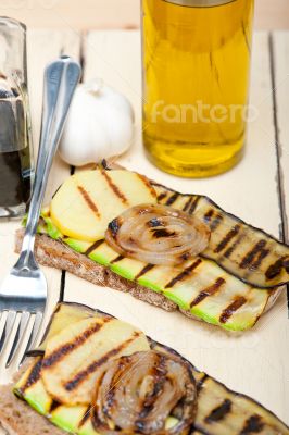 grilled vegetables on bread