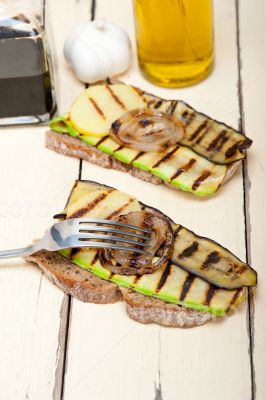 grilled vegetables on bread