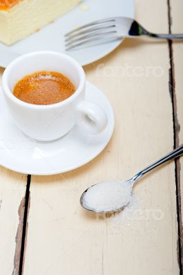 italian espresso coffee and cheese cake