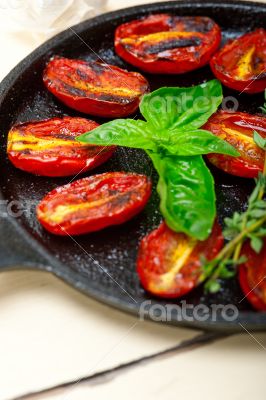 baked cherry tomatoes with basil and thyme