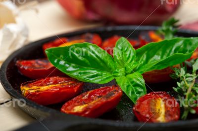 baked cherry tomatoes with basil and thyme