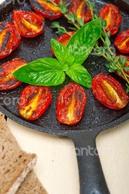 baked cherry tomatoes with basil and thyme