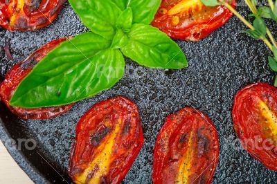 baked cherry tomatoes with basil and thyme