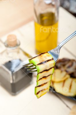 grilled zucchini courgette on a fork