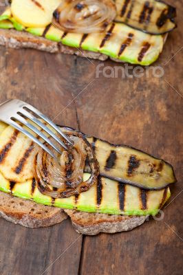 grilled vegetables on bread
