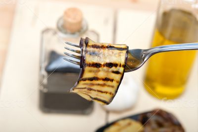 grilled eggplant oubergine on a fork
