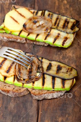 grilled vegetables on bread