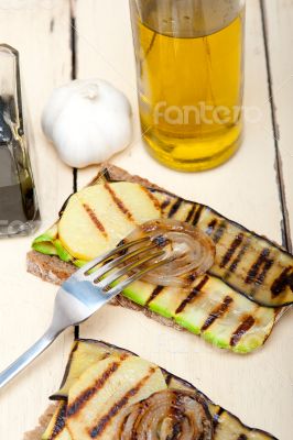 grilled vegetables on bread