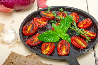 baked cherry tomatoes with basil and thyme