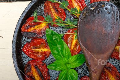 baked cherry tomatoes with basil and thyme