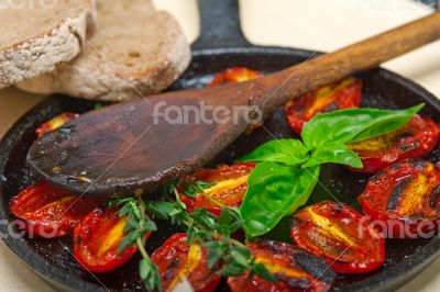 baked cherry tomatoes with basil and thyme
