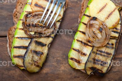 grilled vegetables on bread