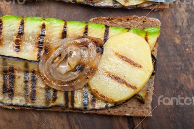 grilled vegetables on bread