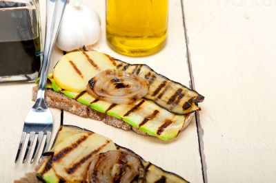 grilled vegetables on bread