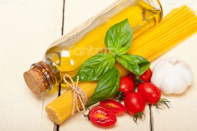 Italian spaghetti pasta tomato and basil