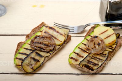 grilled vegetables on bread