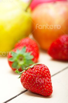 fresh fruits apples pears and strawberrys