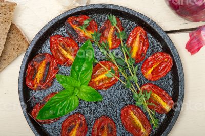 baked cherry tomatoes with basil and thyme