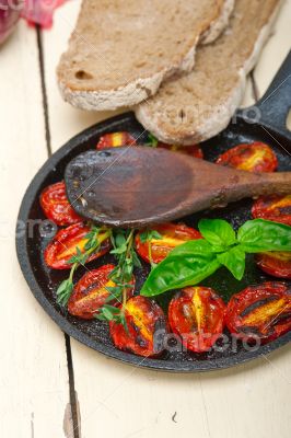 baked cherry tomatoes with basil and thyme