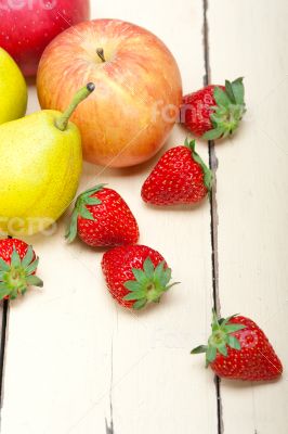 fresh fruits apples pears and strawberrys