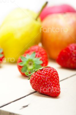 fresh fruits apples pears and strawberrys