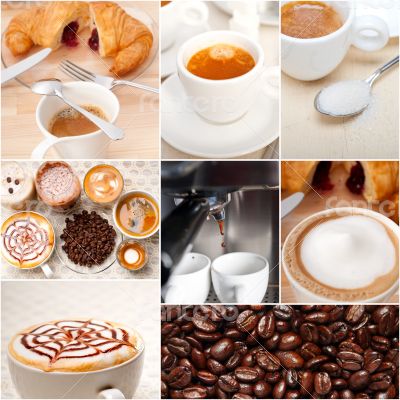 selection of different coffee type on collage composition 