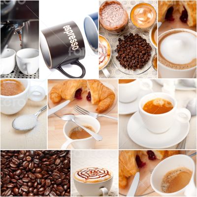 selection of different coffee type on collage composition 