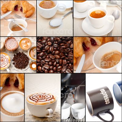 selection of different coffee type on collage composition 
