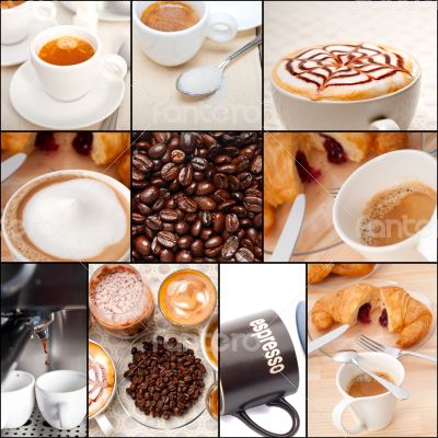 selection of different coffee type on collage composition 