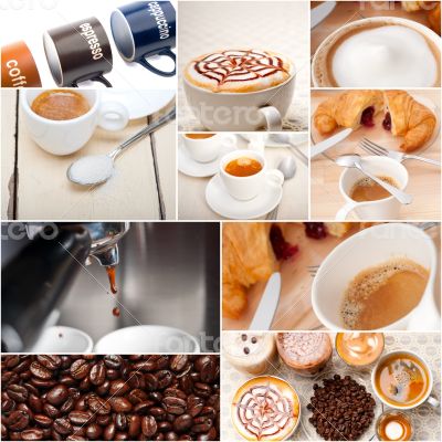 selection of different coffee type on collage composition 