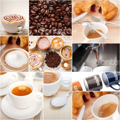 selection of different coffee type on collage composition 