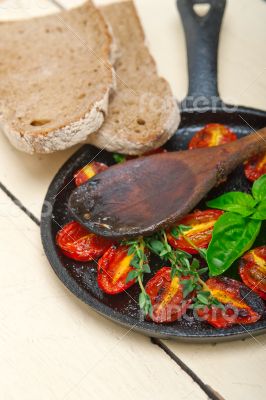 baked cherry tomatoes with basil and thyme
