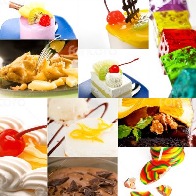 dessert cake and sweets collection collage