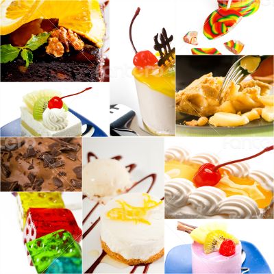 dessert cake and sweets collection collage