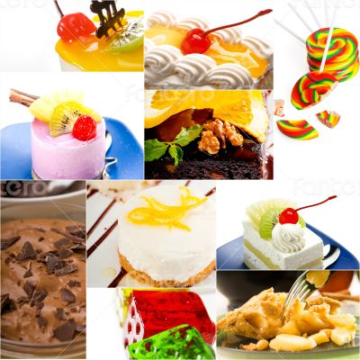 dessert cake and sweets collection collage