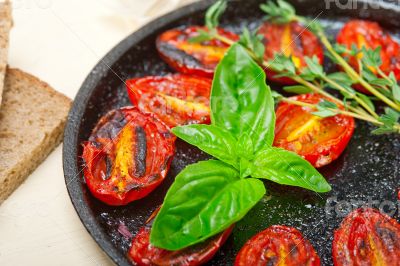 baked cherry tomatoes with basil and thyme