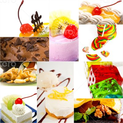 dessert cake and sweets collection collage