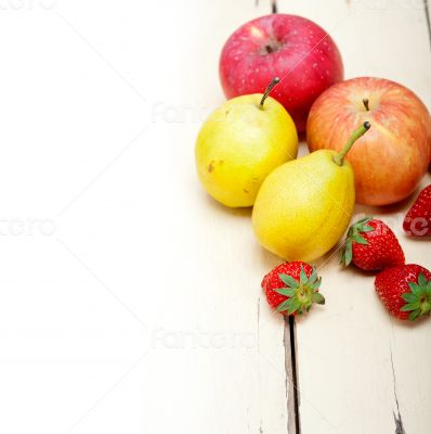 fresh fruits apples pears and strawberrys