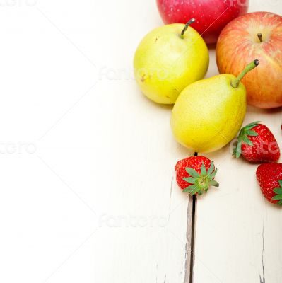 fresh fruits apples pears and strawberrys