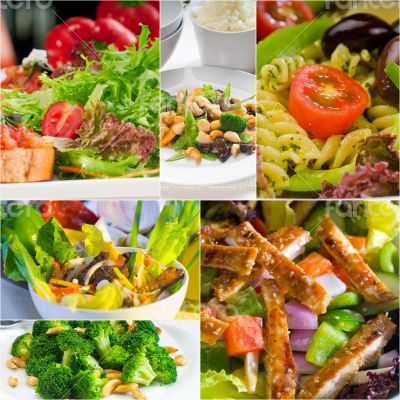 salad collage composition nested on frame