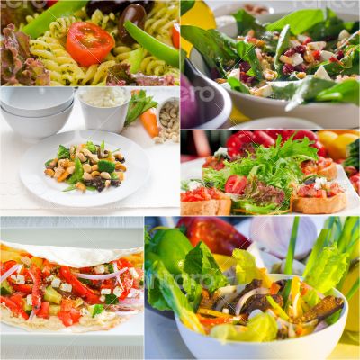 salad collage composition nested on frame