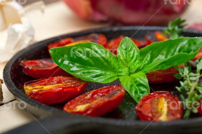 baked cherry tomatoes with basil and thyme